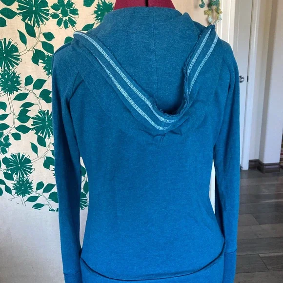 Green Apple Organic Blue Hoodie with Pink Accents - Picture 6 of 7